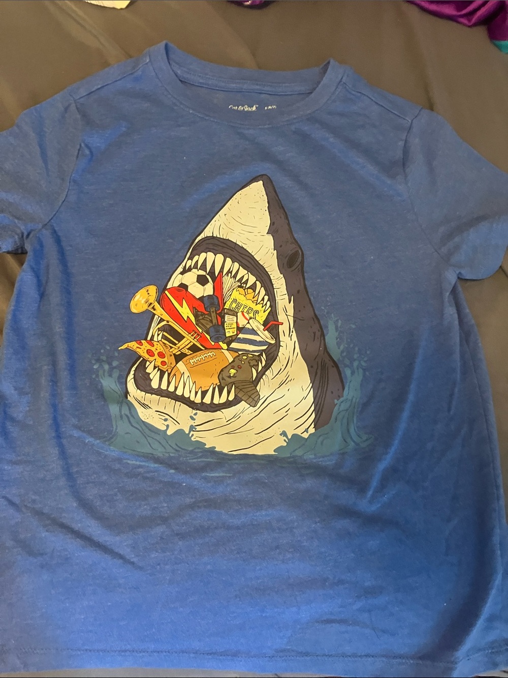Cat & Jack Blue Shark Graphic Short Sleeve Tee